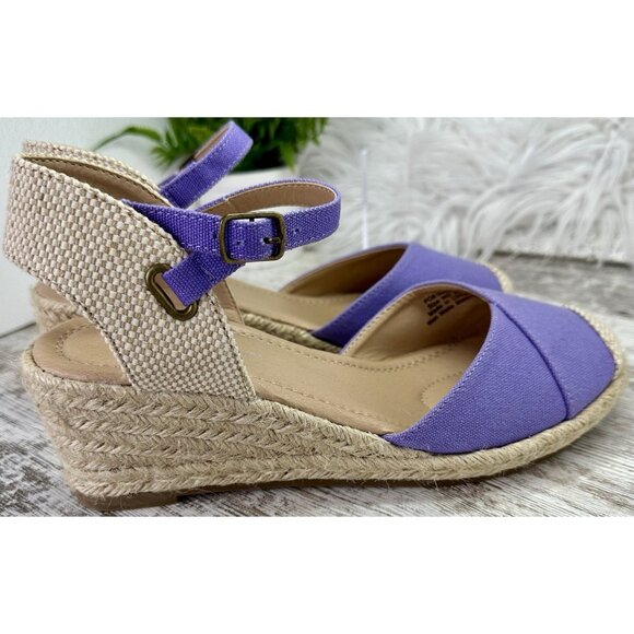 Journee Collection Ashlyn Wedge Sandal Women’s 8.5 WIDE Purple Runs 1/2 Size Lg - Picture 10 of 12